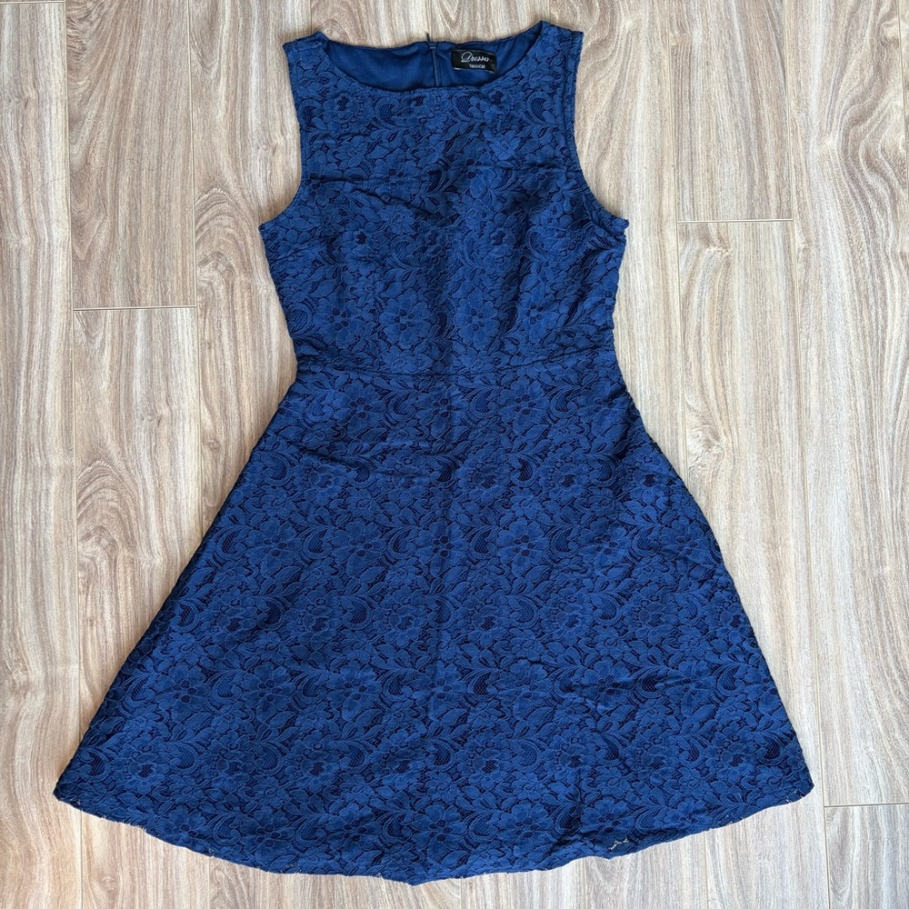 Floral Lace Navy Dress